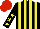 Silk - Black and yellow stripes, black sleeves, yellow stars, red cap