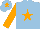 Silk - Light blue, orange star, sleeves and cap