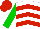 Silk - white, red chevrons, green sleeves, red cap