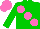 Silk - green, rose large spots, green arms, rose cap