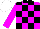 Silk - Magenta, black checks, black collar, white cap