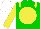 Silk - green, yellow disc, yellow epaulettes, yellow sleeves, white cap