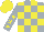 Silk - Silver, yellow blocks, yellow stars on sleeves, yellow cap