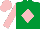 Silk - Emerald green, pink diamond and sleeves, pink cap