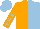 Silk - Orange, light blue halved, orange sleeves, light blue stars sleeves, light blue cap