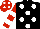 Silk - Black, white spots, white bars on red sleeves, white spots on red cap