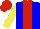 Silk - blue, red stripe, yellow sleeves, red cap