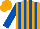 Silk - Orange, royal blue stripes, royal blue sleeves, orange cap