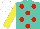 Silk - Turquoise ,red spots,yellow sleeves,white cap