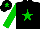 Silk - Black, green star, sleeves black, cap black, green star