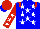 Silk - Blue, white stars, red epaulettes, sleeves red, white stars, cap white, blue peak