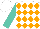 Silk - White and orange diamonds, turquoise sleeves, white cap