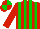 Silk - Red body, green striped, red arms, red cap, green quartered