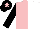 Silk - Pink and white halves, black sleeves, black cap with pink star