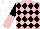 Silk - Pink and black diamonds, black and pink halved sleeves,  white cap