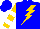 Silk - Blue, gold lightning bolt, gold and white hoops on sleeves