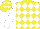 Silk - Yellow and white diamonds, white sleeves, yellow cap, white stars