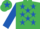 Silk - Emerald Green, Royal Blue stars, sleeves and star on cap