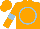 Silk - Orange, light blue circle, light blue hoop on sleeves