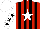 Silk - Red, black stripes, white star, white sleeves, black stars, white cap