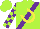 Silk - Lime, purple sash, yellow horseshoe, purple blocks on lime sleeves