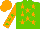 Silk - light green, orange stars, light green stars on orange sleeves, light green star on orange cap