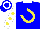 Silk - Blue, yellow horseshoe, white collar, white sleeves, yellow spots, blue cap, white hoop