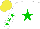 Silk - White, green star, white sleeves, green stars, yellow cap