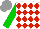 Silk - White,red diamonds,green sleeves, grey cap