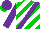 Silk - White, green diagonal stripes, purple sash, sleeves, cap, green peak