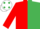 Silk - Red and Emerald Green (halved), Red sleeves, White cap, Emerald Green spots