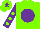 Silk - Neon green, purple ball, purple sleeves, neon green dots, purple star on cap