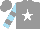 Silk - grey, white star, grey bars on sky blue sleeves, grey cap