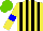 Silk - Yellow, black stripes, yellow sleeves, blue armlets, light green cap