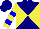 Silk - Navy blue and yellow diagonal quarters, blue hoops on yellow sleeves