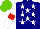 Silk - Navy, white five stars, white sleeves , red armlets, light green cap