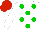 Silk - White, green spots, red cap