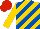 Silk - Gold, royal blue diagonal stripes, red cap