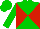 Silk - Green and red diagonal quarters, green cap