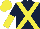 Silk - Dark blue, yellow cross belts, halved sleeves, yellow cap