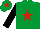 Silk - Emerald green, red star, black sleeves, emerald green cap, red star