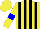 Silk - Yellow, black stripes, yellow sleeves, blue armlets, yellow cap