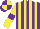 Silk - Purple and yellow stripes, yellow sleeves, purple armlets, purple and yellow quartered cap