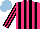 Silk - Hot pink, black stripes, striped sleeves, light blue cap