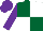 Silk - Dark green and white (quartered), purple sleeves and cap