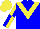 Silk - Blue,yellow chevron,sleeves,blue halved,yellow quarters cap