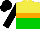 Silk - Yellow and green halved horizontally, orange hoop, black sleeves and cap
