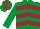 Silk - Emerald green, maroon chevrons, striped cap