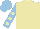 Silk - beige, light blue sleeves, beige spots, light blue cap
