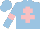 Silk - light blue, pink cross of lorraine, light blue sleeves, pink armlets, light blue cap